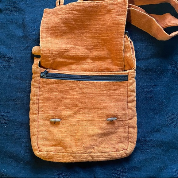 Y2K 100% Cotton made in India’s Burnt Orange crossbody Bag! Bohemian Hippie. New - Picture 3 of 14